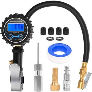 Nilight - 50057A Digital d?kinflatordeflator med trykm?ler 250 psi luftchuck og kompressortilbeh?r med gummislange og hurtig forbindelseskobling