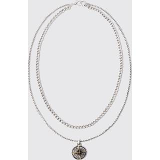Mens 2 Pack Pendant Chain In Silver