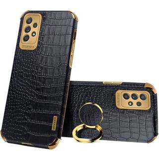 SKALO Samsung A53 5G Crocodile Guldkant Cover - Sort