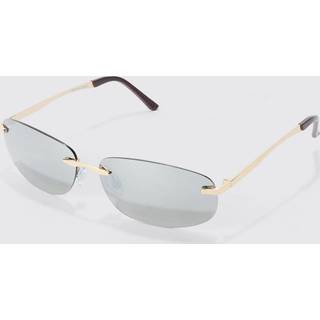 Mens Square Lens Frameless Sunglasses In Silver