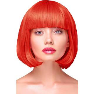 1 stk. Rød Deluxe Paryk Kort Glat – Forvandl dig og lys op til festen