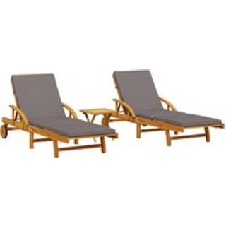 Liggestol Med Hynde Massivt Akacietræ - 2 / Mørkegrå / Med bord