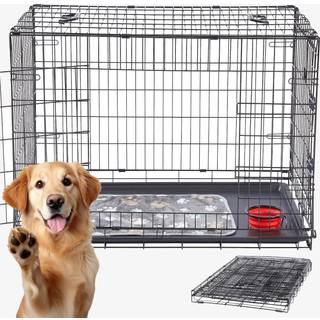 Arebos® hundebur hvalpekasse XL foldbar transportkasse til hunde Inkl. hyggetæppe og drikkeskål