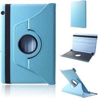 Huawei MediaPad T5 litchi læder flip etui - Babyblå