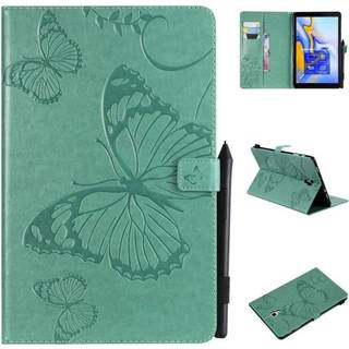 Samsung Galaxy Tab A 10.5 trykt sommerfugl læder flip etui - Cyan