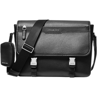 MK Hudson Pebbled Leather Messenger Bag with Pouch - Black - Michael Kors - ONE SIZE