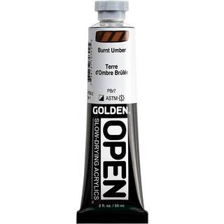 Åbn langsomtørrende akryl af Golden Burnt Umber 2 fl oz. Rør professionel akrylmaling semi-opaque