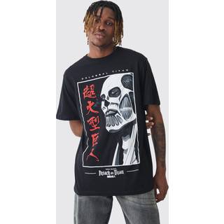 Mens Tall Attack On Titan Anime Printed Licensed T-shirt In Black