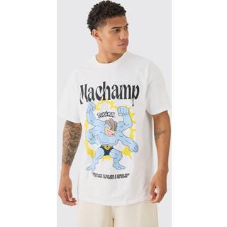 Mens White Oversized Pokemon Machamp License T-shirt