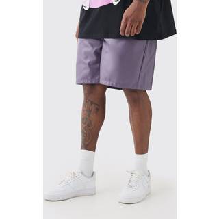 Mens Lilac Plus Fixed Waist Relaxed PU Shorts