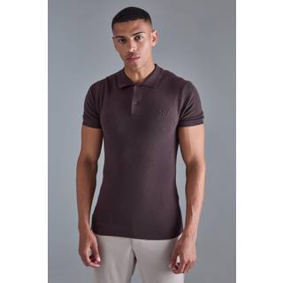 Mens Chocolate Muscle Fit BM Branded Knitted Polo