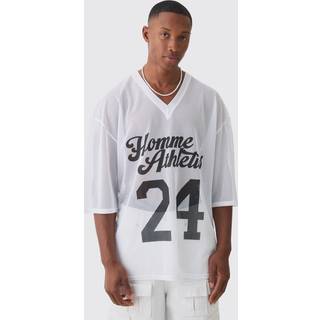 Mens White Oversized Homme Athletics Graphic Mesh T-shirt