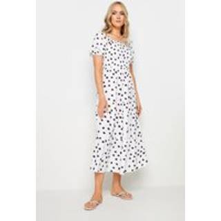 Lts Tall White Polka Dot Midi Dress 14 Lts | Tall Women's Midi Dresses