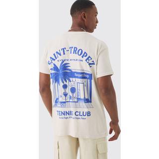 Mens Ecru Oversized Saint Tropez Print T-shirt