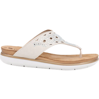 Pavers Pavers Beige Embellished Toe-Post Sandals