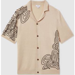 Reiss Romance Jersey Broderet Cuban Krave SkjorterMiddel