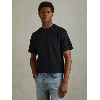 Reiss Reiss Navy Wick Textured Crew-Neck T-Shirt