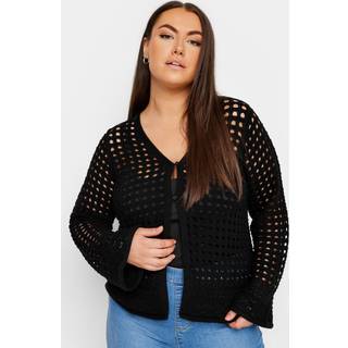 Yours Curve Yours Curve Black Button Through Crochet Cardigan