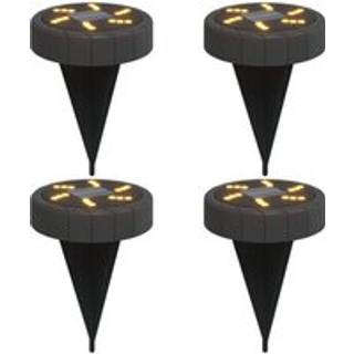 solcellelamper med jordspyd 4 stk. varmt hvidt lys