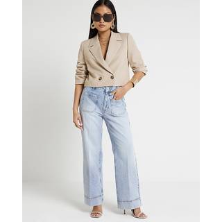 River Island Petite Light Blå High Rise Brede bukseben JeansEU 44 X-Short (UK 16 XS)