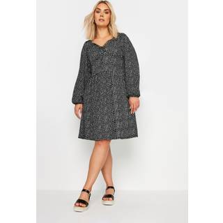Yours Curve Yours Curve Black Ditsy Textured Midi Dress