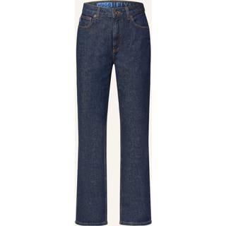 Blå jeans i denim med behageligt stræk og salt-and-pepper-effekt.