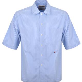 Moschino Short Sleeve Striped Poplin Shirt Blue