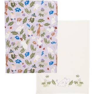 Moomin Arabia Mumi viskestykke 50x70 cm 2 dele Lilla-off-white