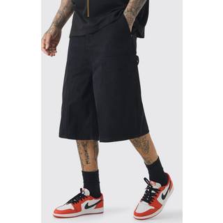 Mens Tall Carpenter Detail Denim Jorts In Black