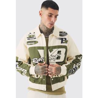 Mens Sage Tall Boxy Twill Homme Moto Jacket