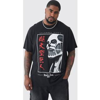 Mens Plus Attack On Titan Anime Printed Licensed T-shirt In Black