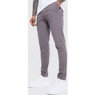 Mens Grey Fixed Waist Skinny Chino
