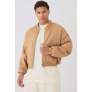 Mens Pleated Bomber Jacket In Camel