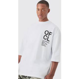 Mens White Oversized Extended Neck Creative Dept T-shirt