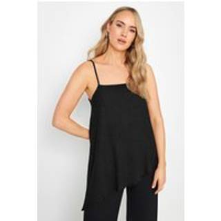 Lts Tall Black Strappy Asymmetric Cami Top 22-24 Lts | Tall Women's Vests & Camisoles