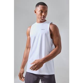 Mens White Man Active Performance Reg Fit vest