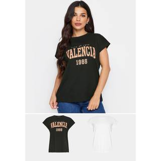 PixieGirl Petite Valencia Slogan 100% Bomuld T-shirt 2 PakkeEU 38 Petite (UK 10 P)