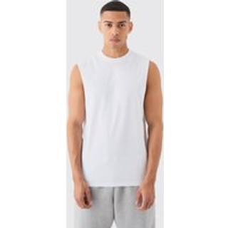 Mens White Regular Fit Basic Drop Armhole vest