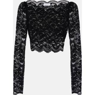 Rabanne Floral lace crop top - black - XL+