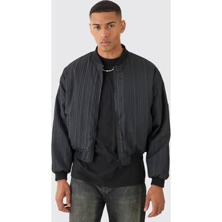 Mens Pleated Bomber Jacket In Black