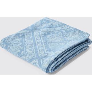 Mens Denim Paisley Printed Bandana In Blue