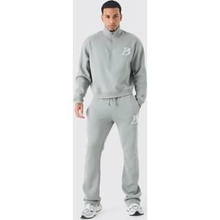 Mens Charcoal Oversized Boxy B 1/4 Zip Stacked Tracksuit