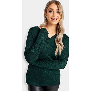 M & Co M & Co Notch Neck Langærmet Top