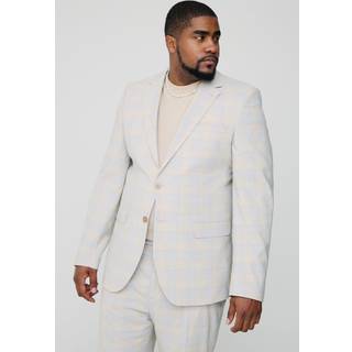 Mens Stone Plus Checked Skinny Fit Blazer