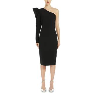 Max Mara One-shoulder ruffled midi dress - black - XS