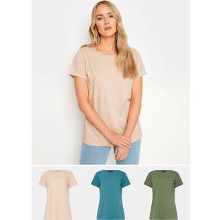 Lts Tall 3 Pack Pink & Khaki Green Scoop Neck Tshirts 14 Lts | Tall Women's T-Shirts