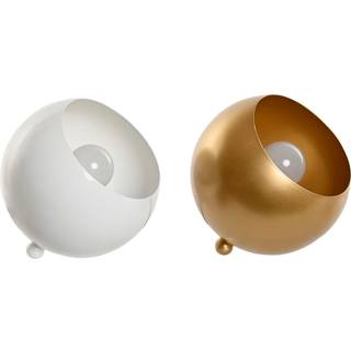 Bordlampe Home ESPRIT Hvid Gylden Metal 50 W 220 V 15 x 15 x 15 cm (2 enheder)