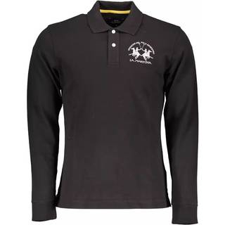 La Martina Black Cotton Men Polo Shirt