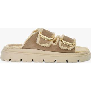 Dune London Dune London Cream Lodge Faux Shearling Flat Sandals