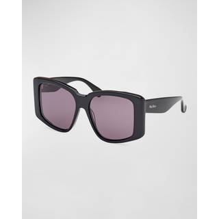 Max Mara Kvinde MM0098 GLIMPSE6 01A Solbriller Acetat Sort Røg Rund Normal
